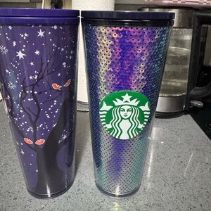 Starbucks Purple and Iridescent Tumblers